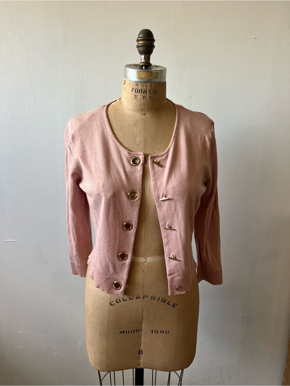 Calvin Klein Pink Cropped Button Cardigan